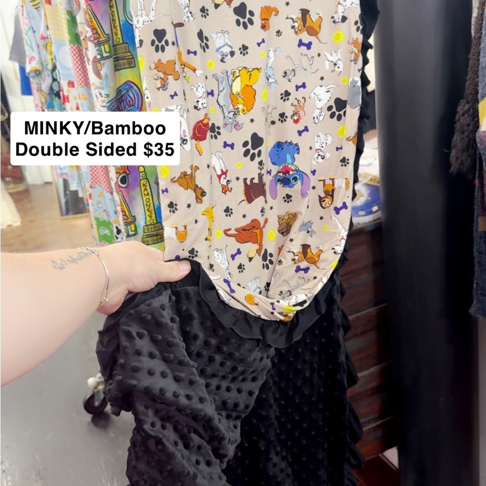 Double-Sided Minky Bamboo Blanket with Cartoon Print